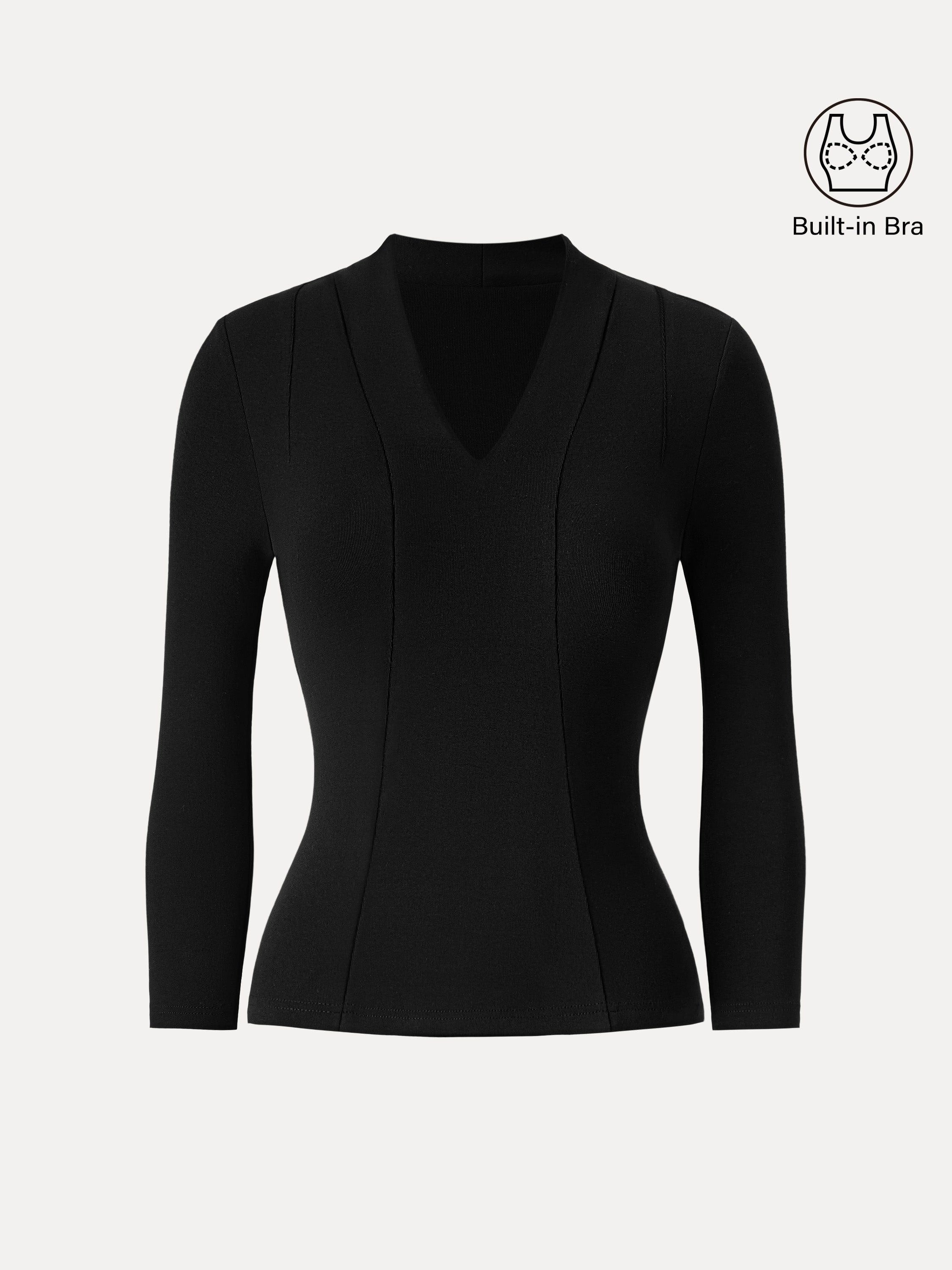 Cotton Lyocell V-Neck 3/4 Sleeve Brami