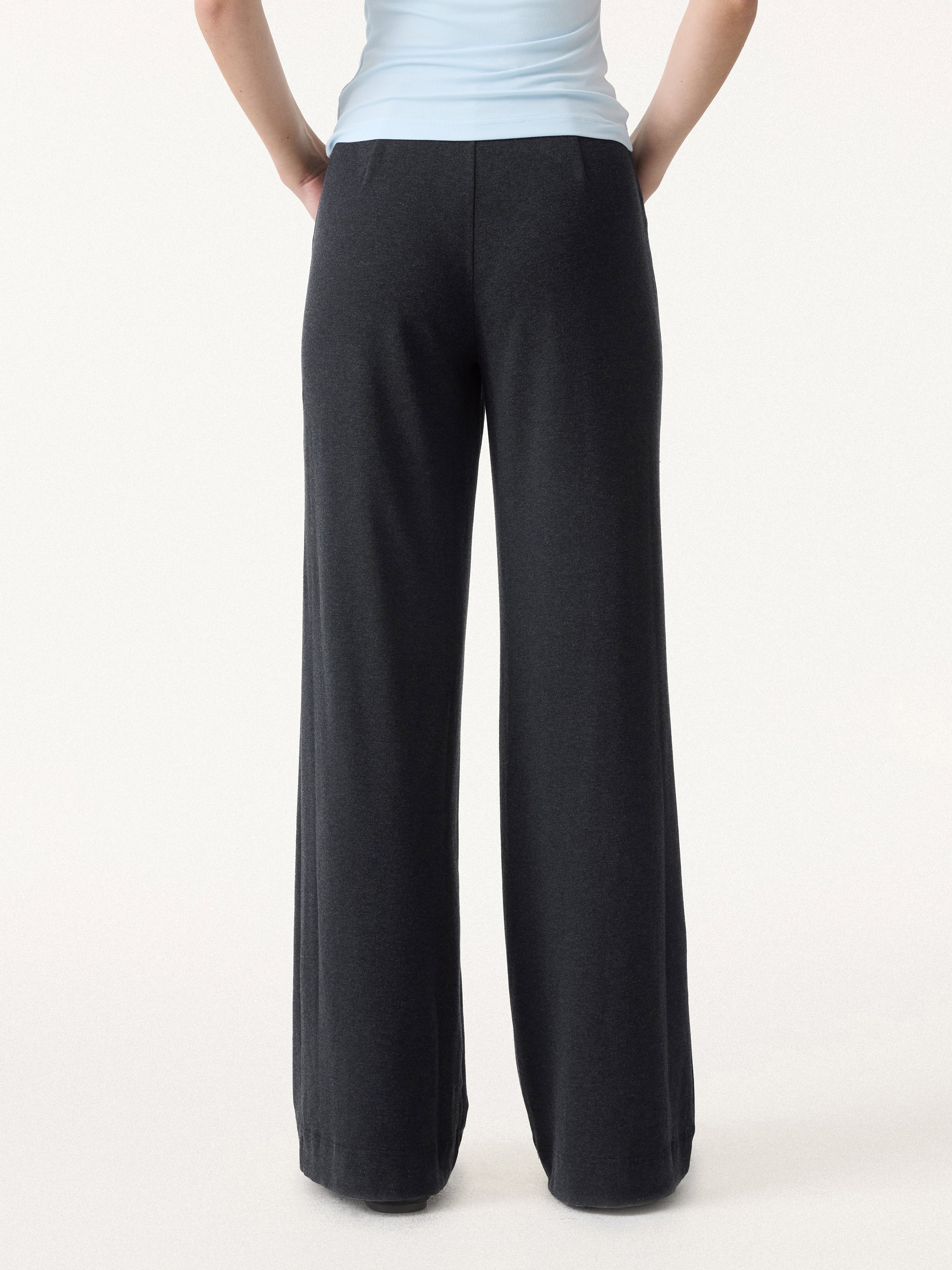 Lyocell Wool Stretch Mid Rise Straight Leg Pull-on Pants