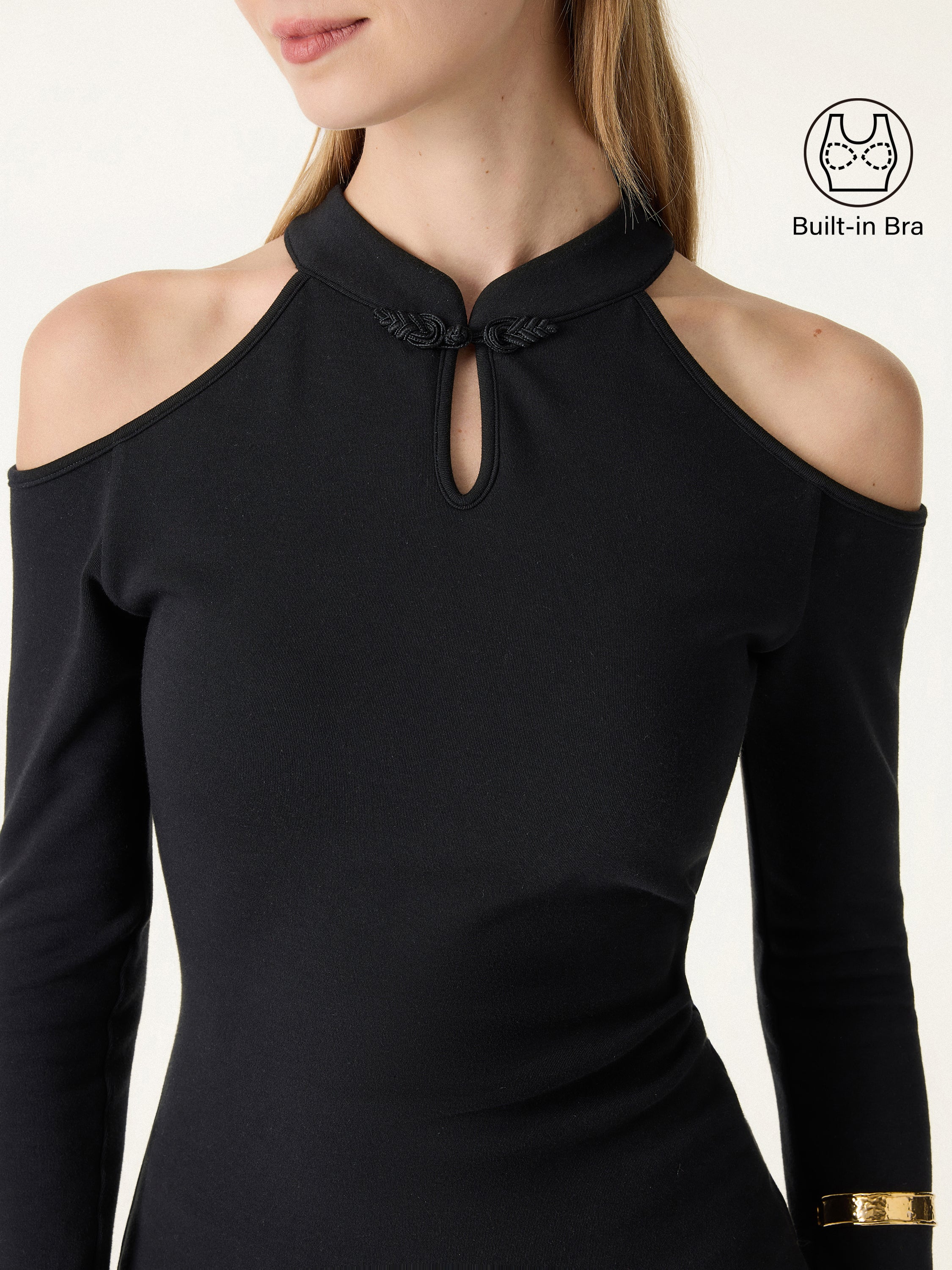 Cutout Shoulder Mandarin Collar Going-out Brami Limited Edition