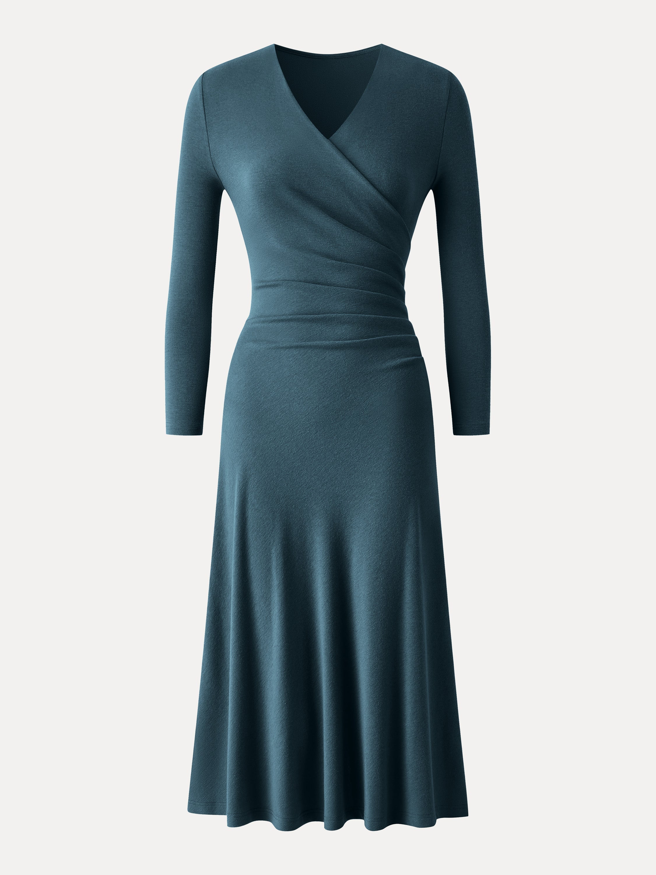 Slimming Surplice 3/4 Sleeve Midi Dress