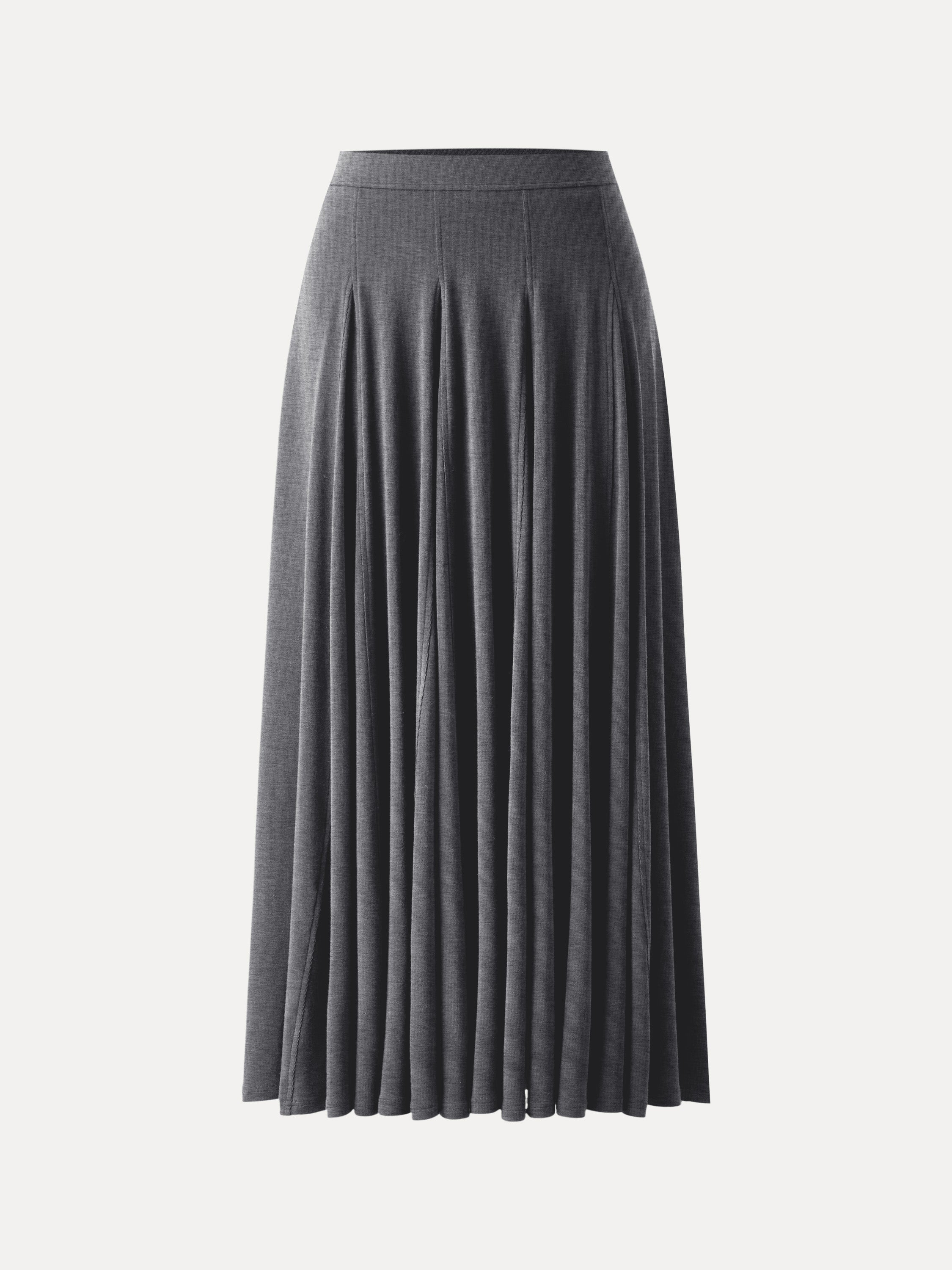 Lyocell Wool Godet Hem Pull-on Maxi Skirt