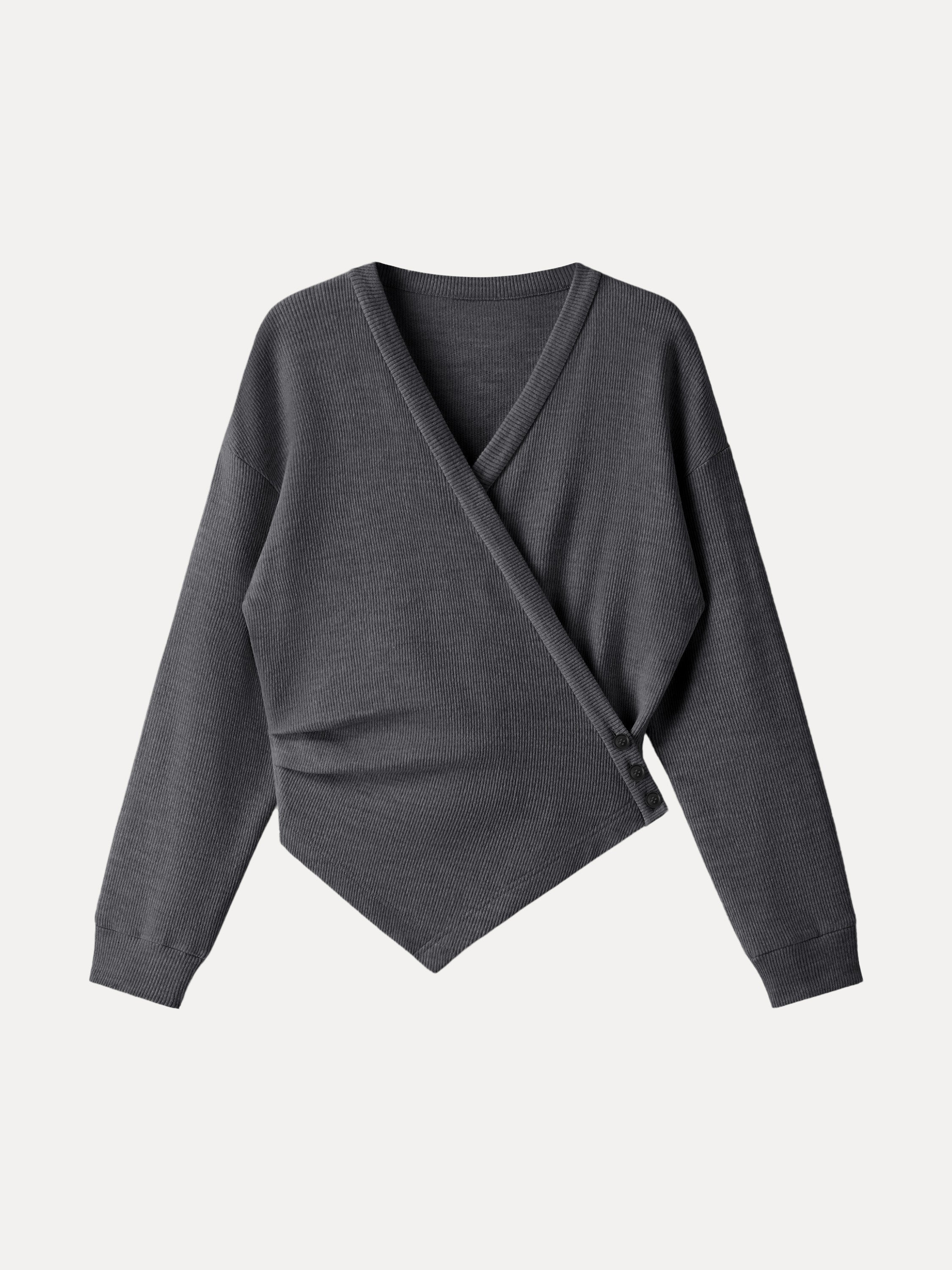 Cozy Knit Buttoned Wrap Cardigan