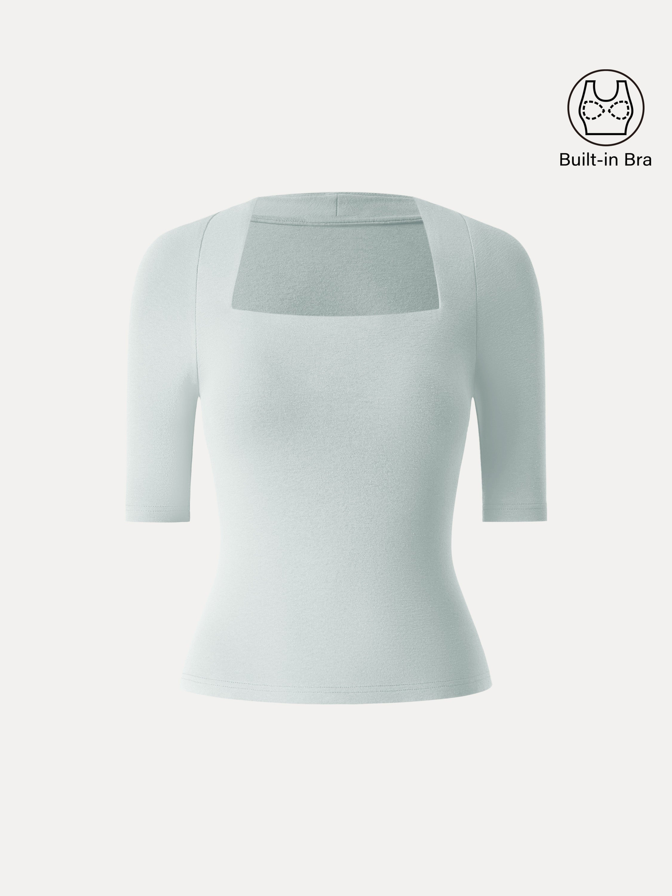 Cotton Lyocell Trapeze Neck Elbow Sleeve Brami