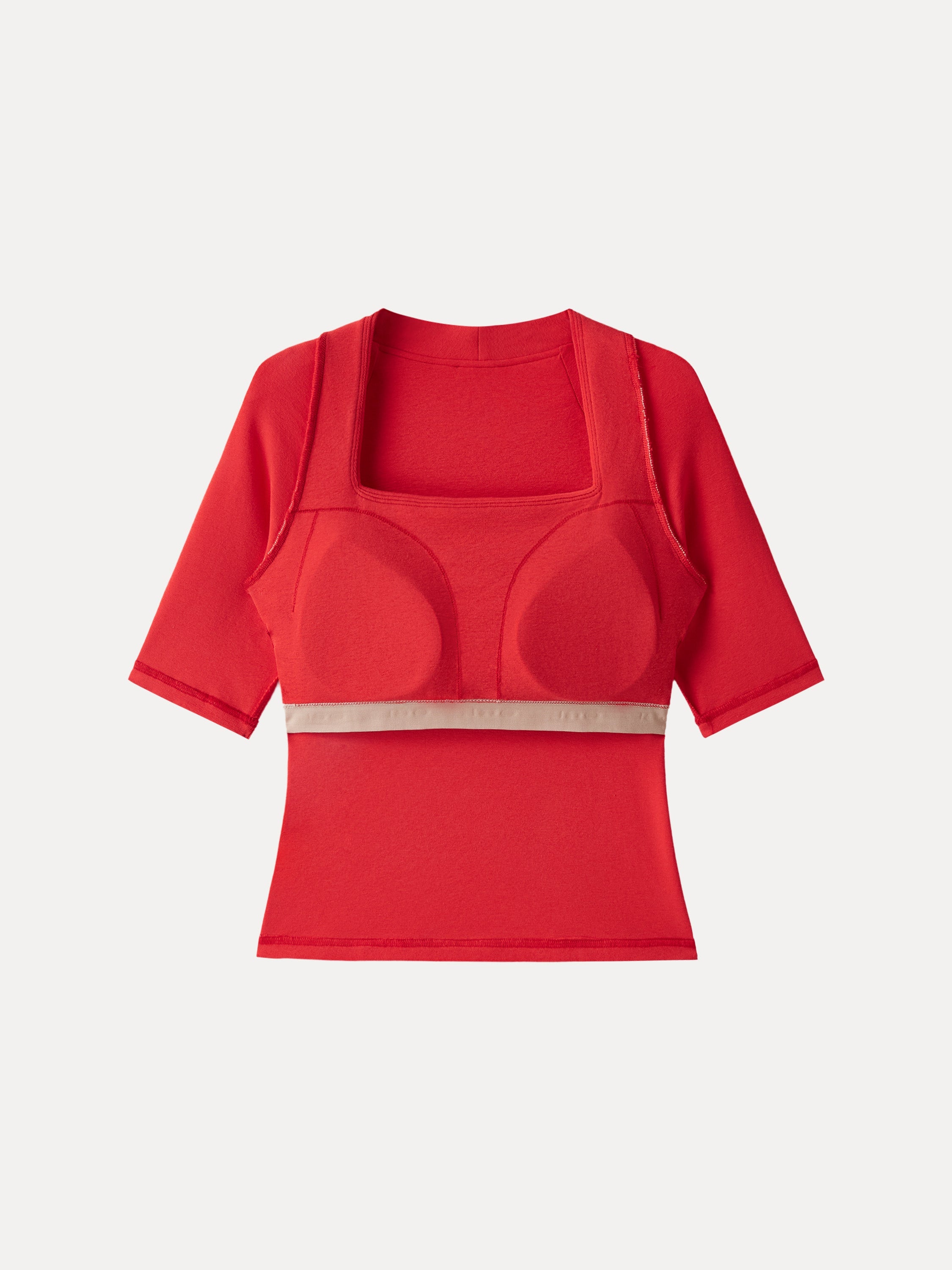 Cotton Lyocell Trapeze Neck Elbow Sleeve Brami