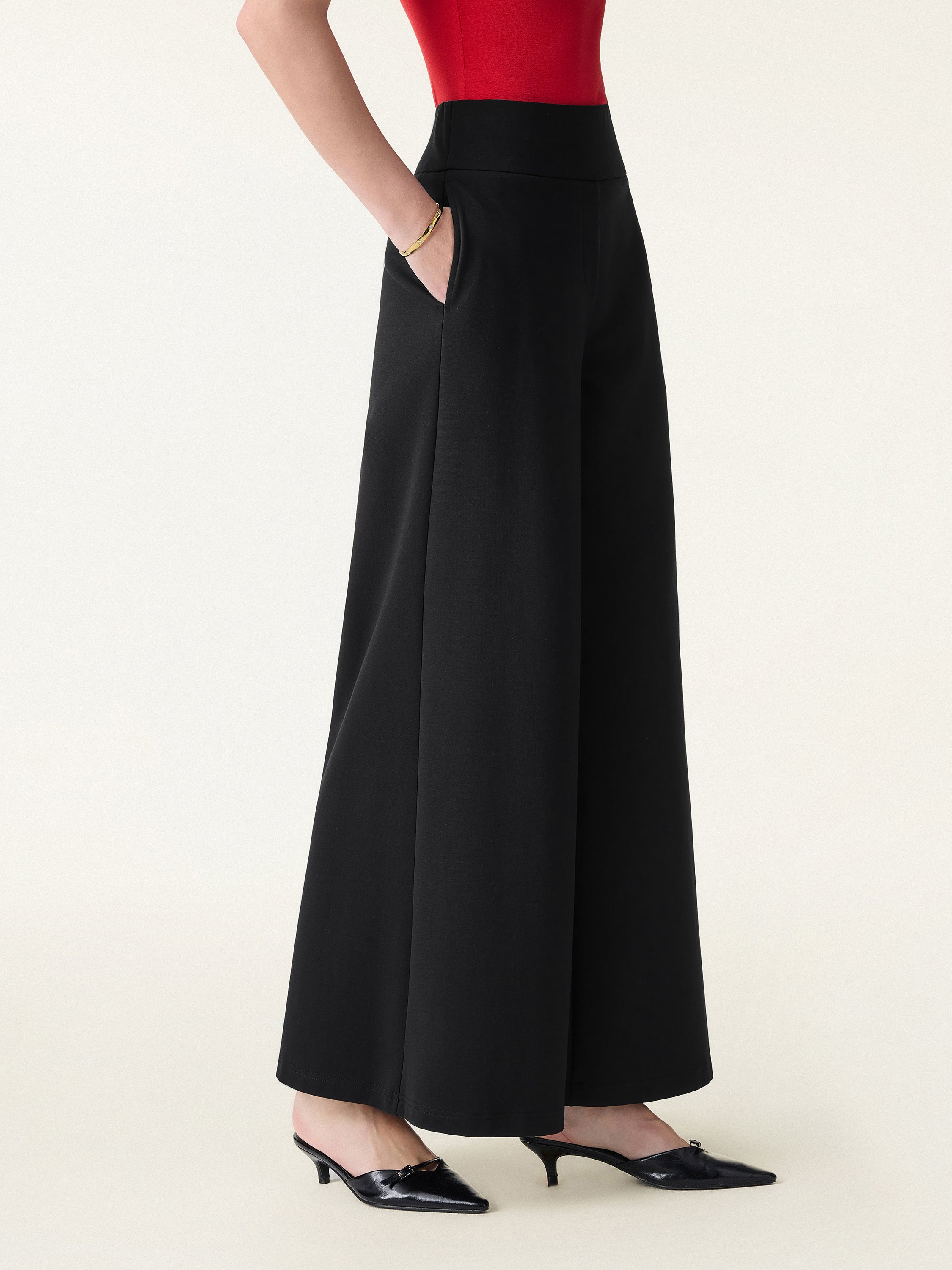 Cotton Blend High Rise Culottes with Pockets