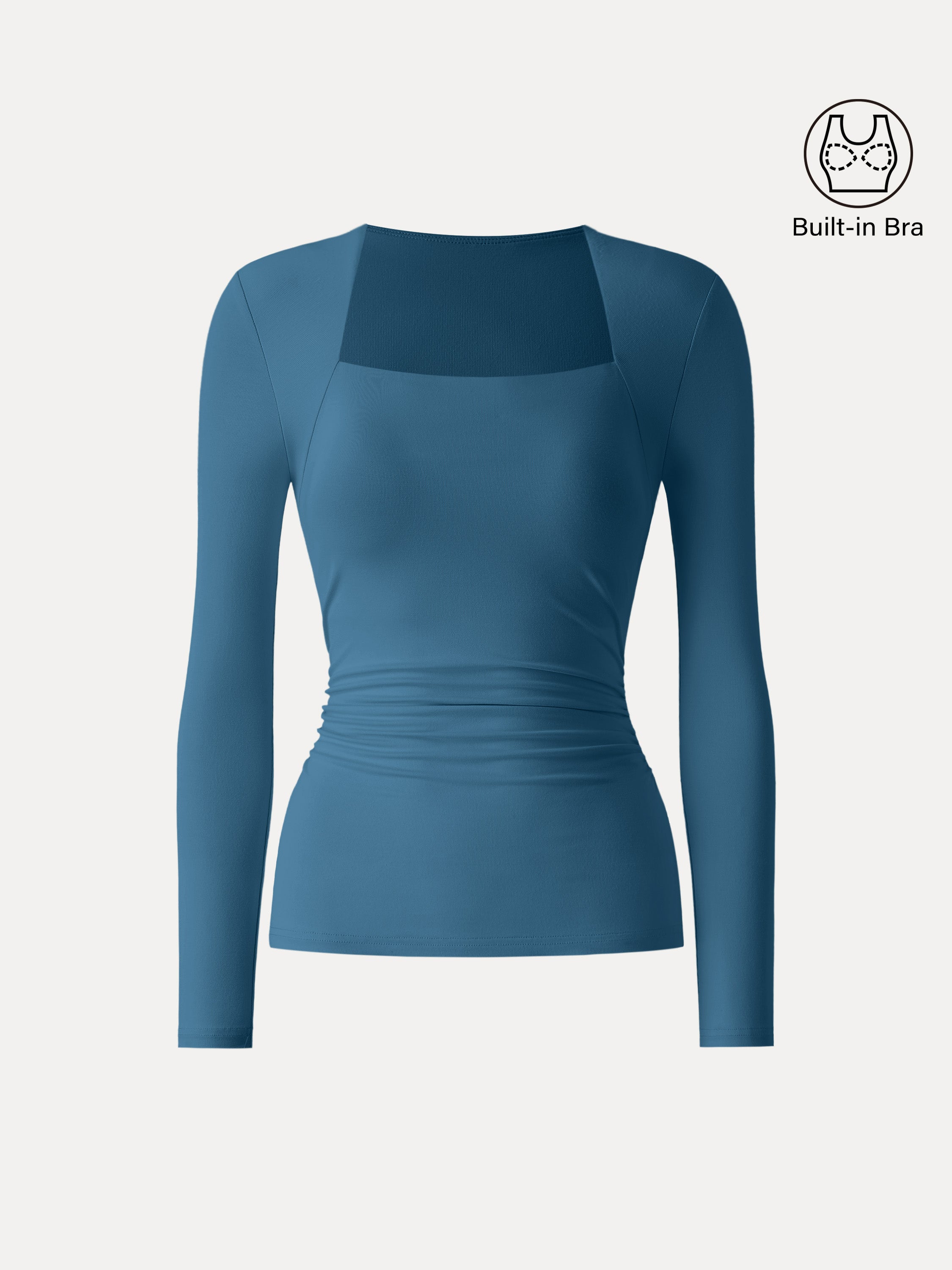 SkinKiss Trapeze Neck Ruched Long Sleeve Brami