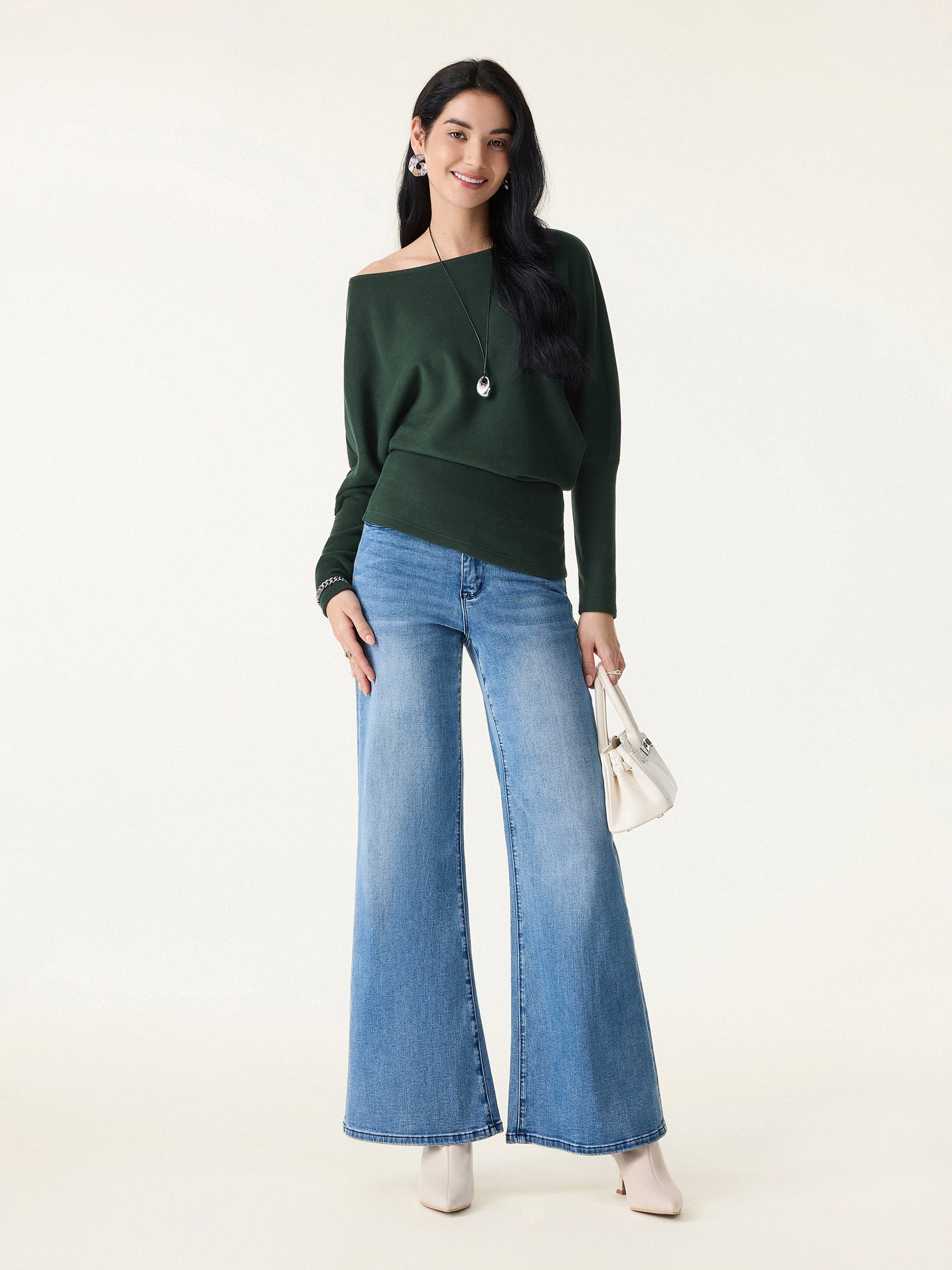 MaxWarm Boatneck Top with Asymmetrical Hem