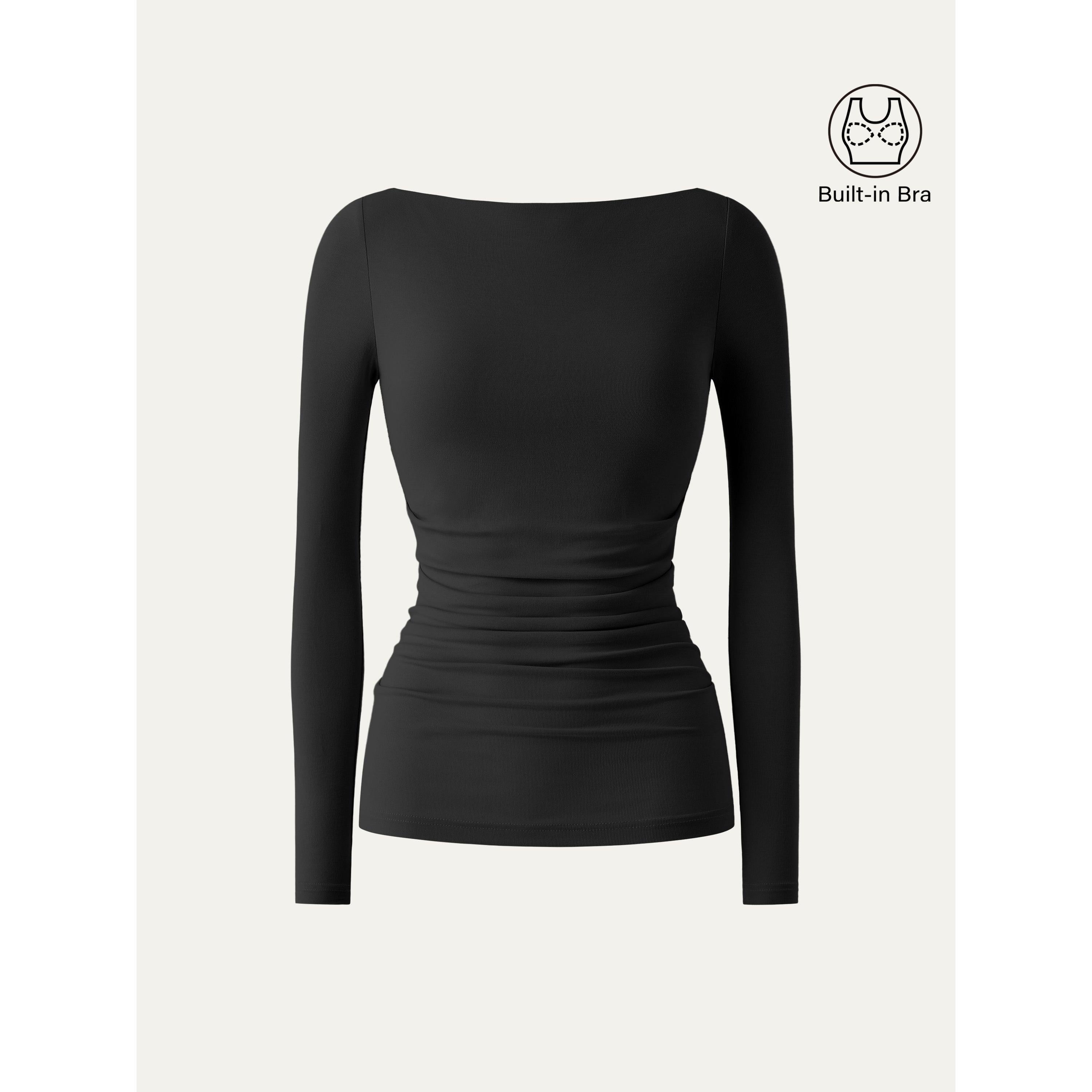 Boat Neck Ruched Lightweight Brami Top