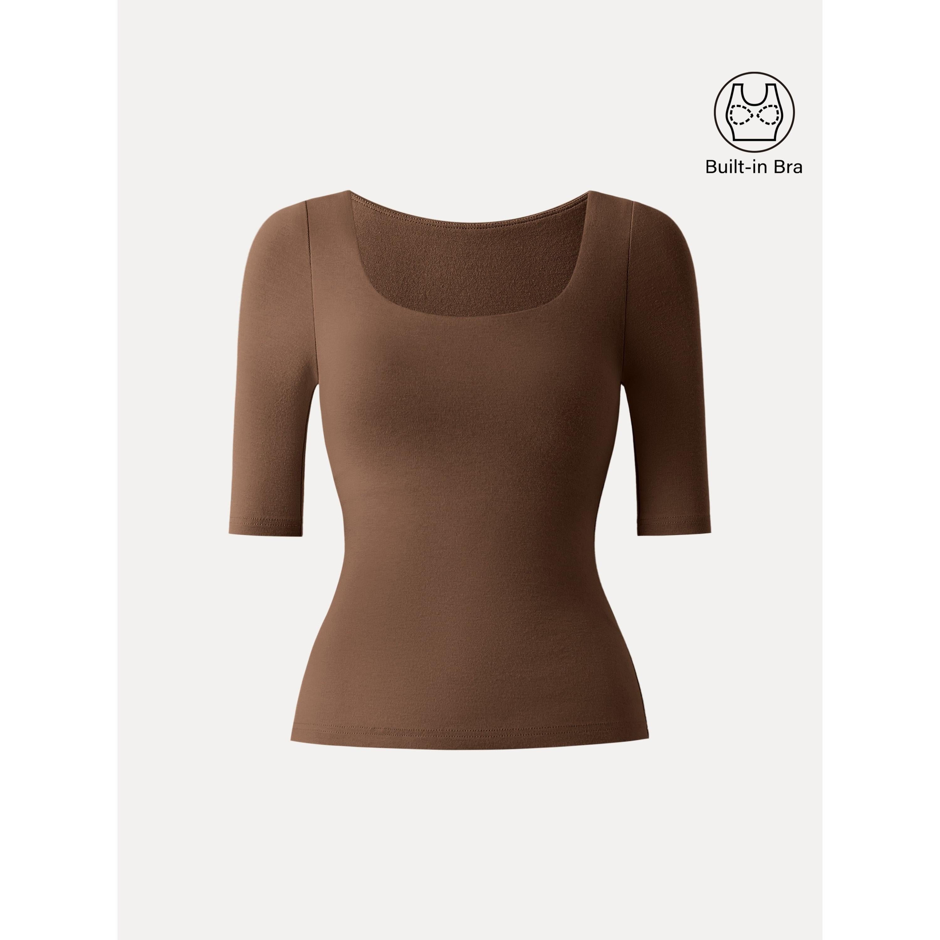 Essential Square Neck Elbow Length Sleeve Brami