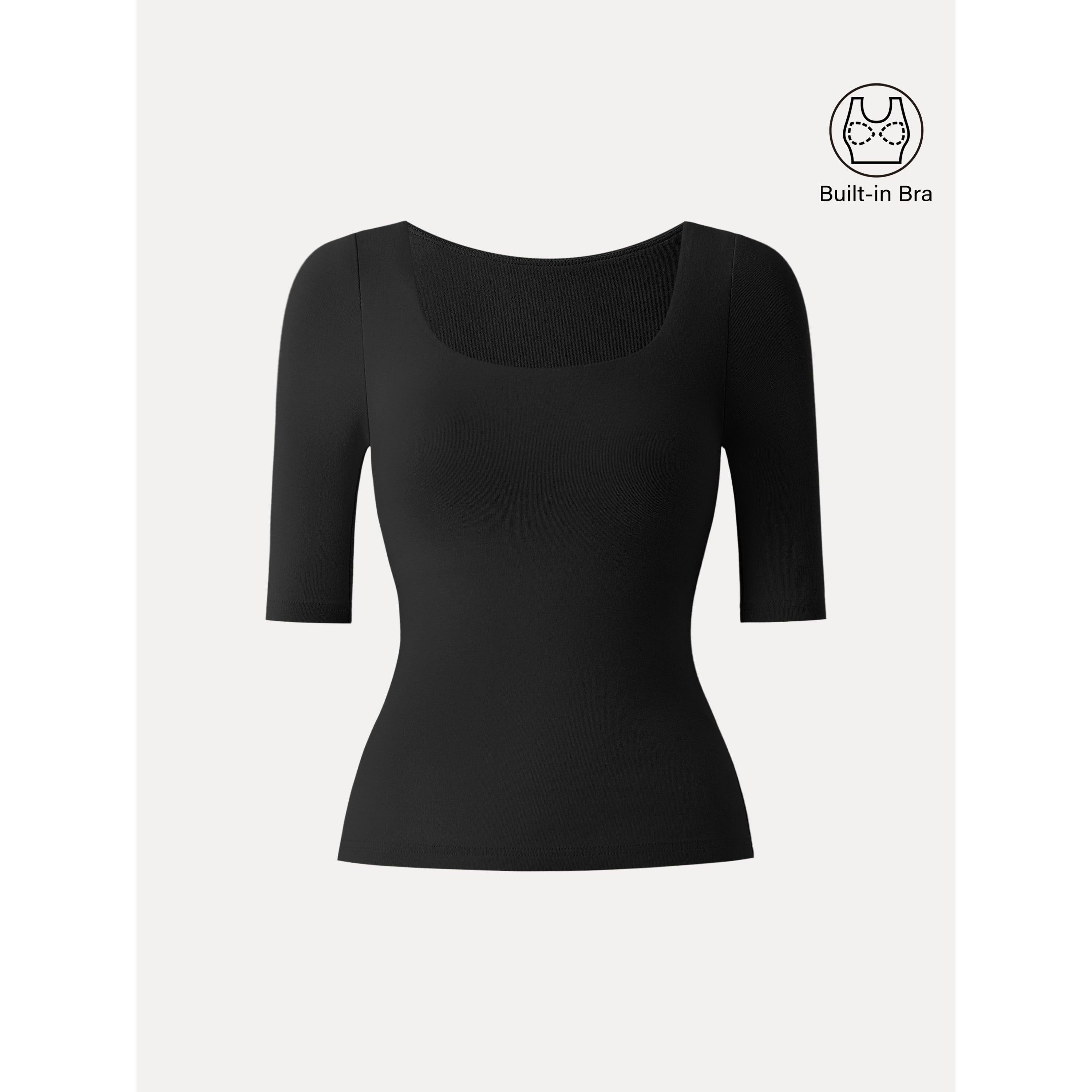 Essential Square Neck Elbow Length Sleeve Brami