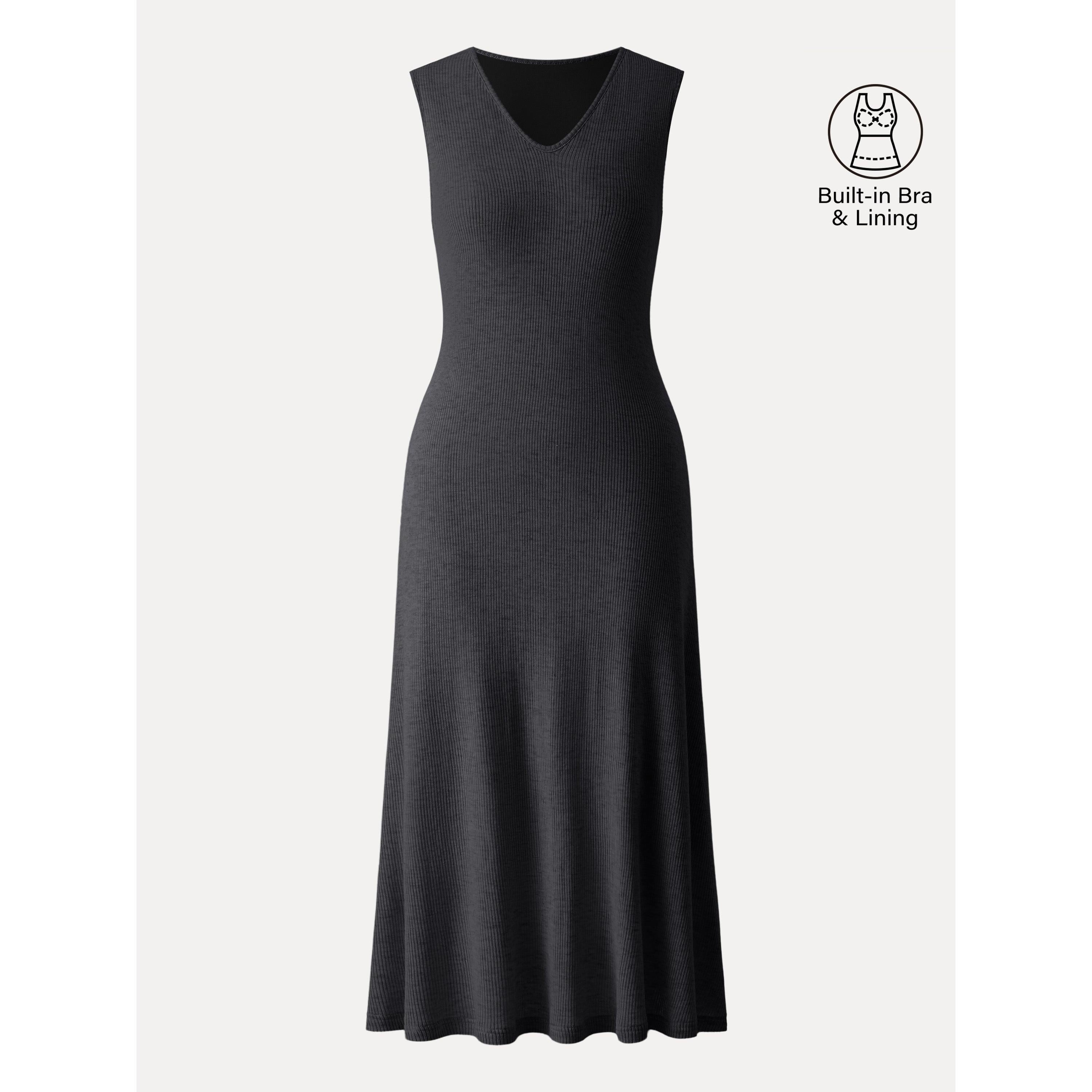 Soft Drape V-Neck Flared Midi Brami Dress