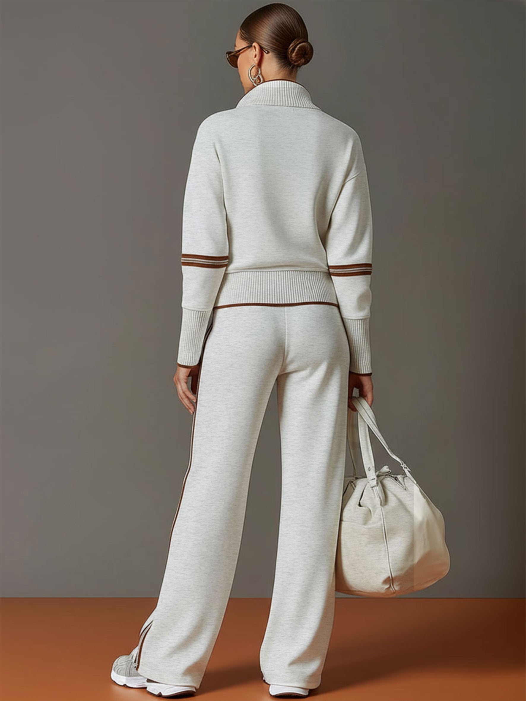 Katie – 2 Piece Track Suit with wide leg bottoms.
